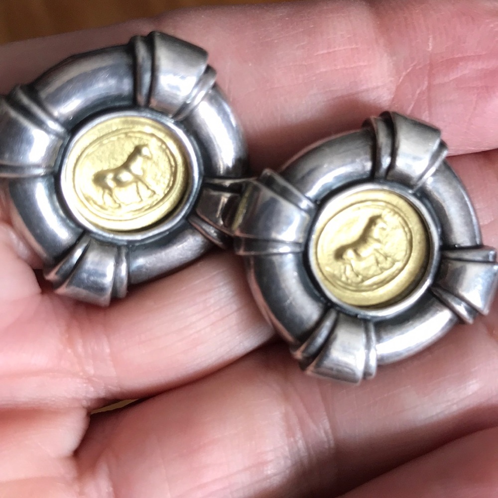 Esti Frederica clip equestrian earrings 925 18k